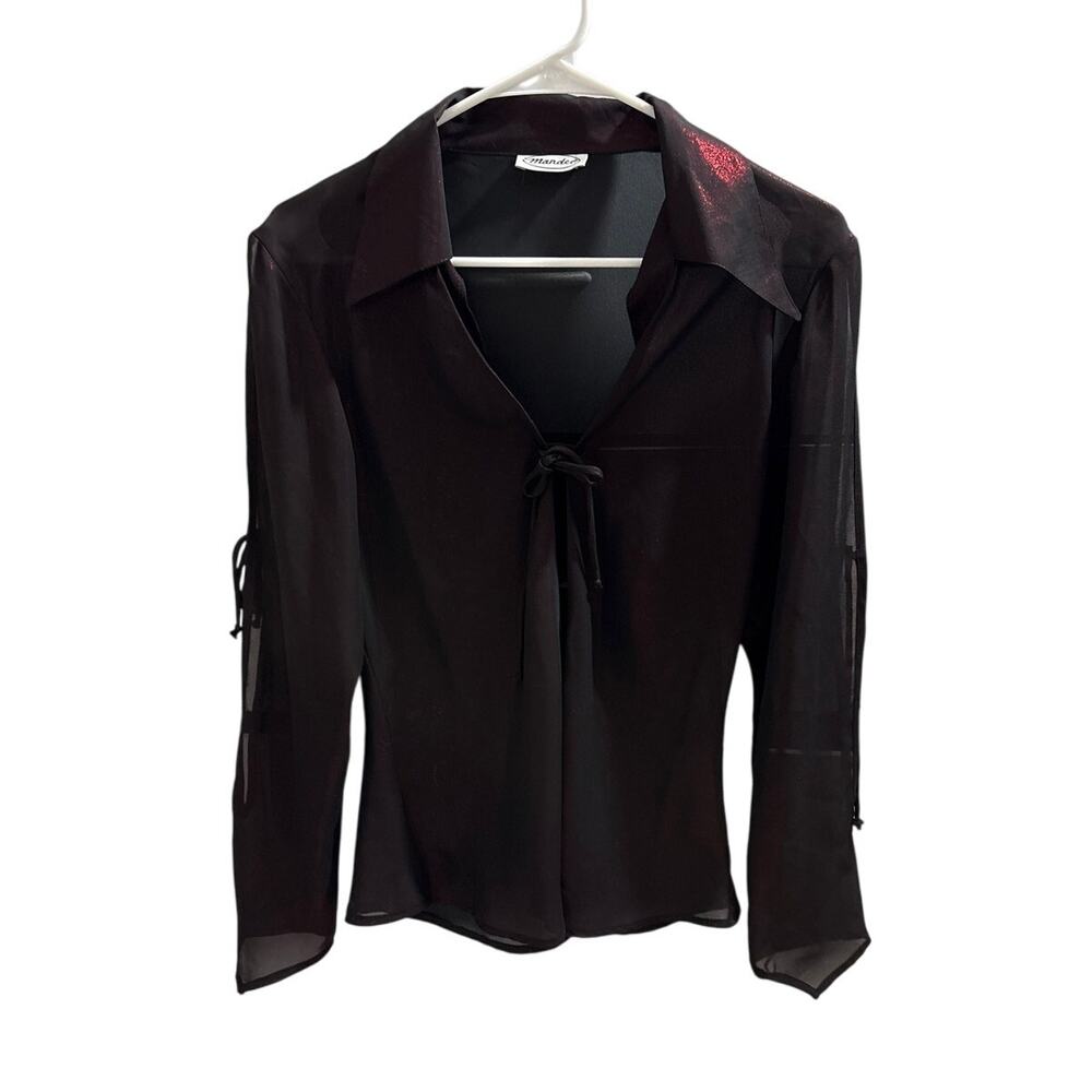 Vintage Mandee Womens Medium Red Shimmer Gothic Edgy Blouse Witchy Party